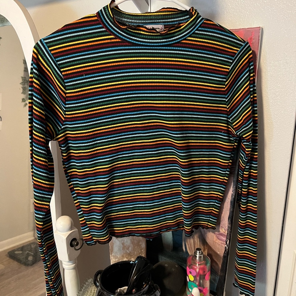 Rainbow crop top turtle neck